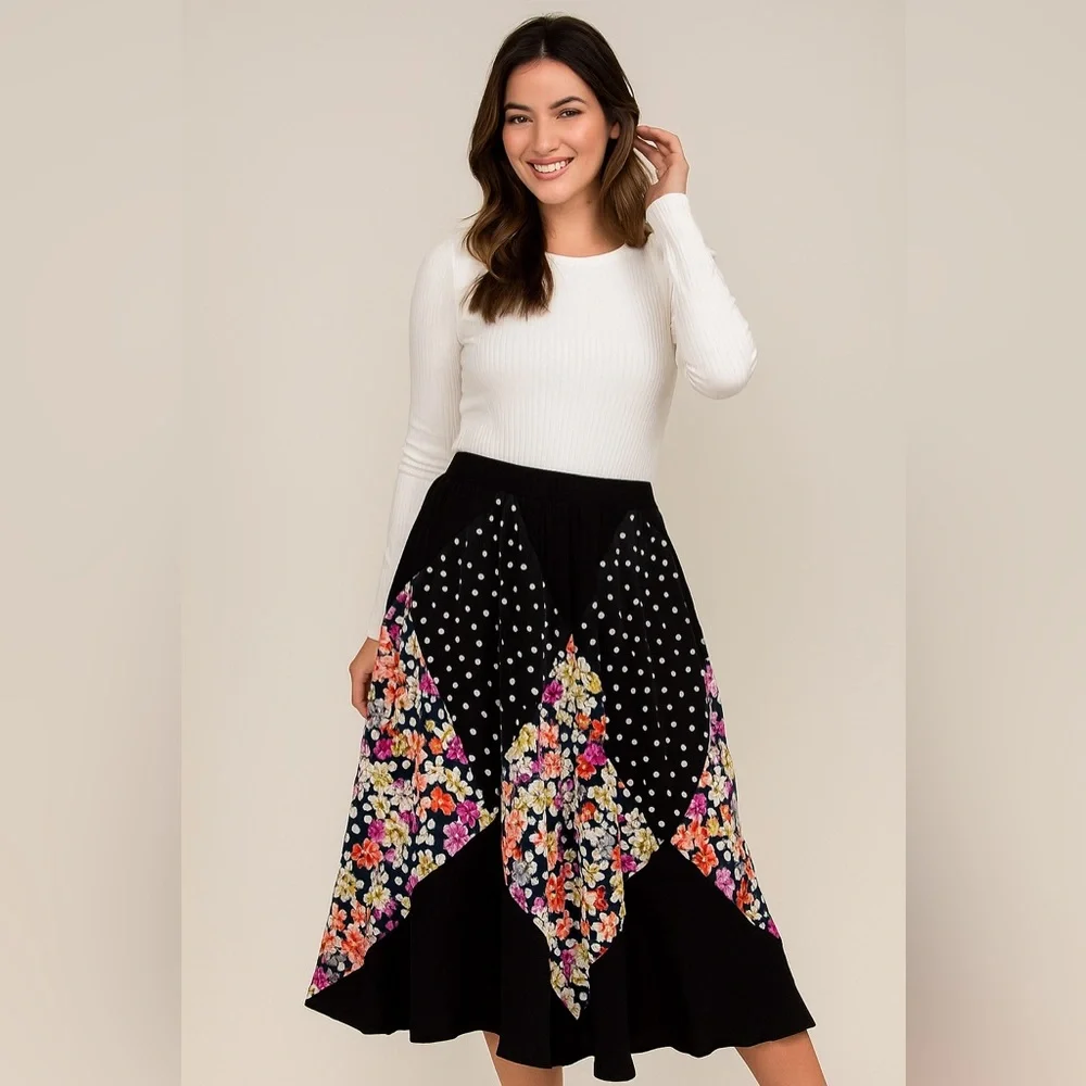 MAEVE ANTHROPOLOGIE | Floral and Polka Dot Women's Skirt - Picture 6 of 11